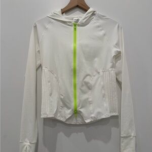 Amazon Essentials White Utility Jacket with Neon Green Zipper